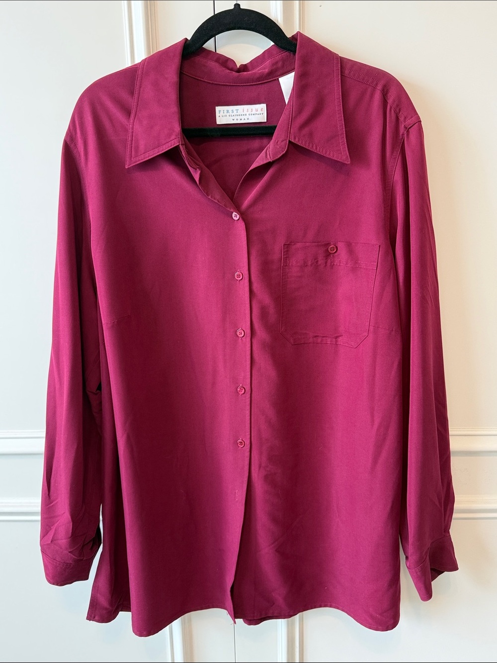 Relaxed Button-Down Shirt in Deep Berry